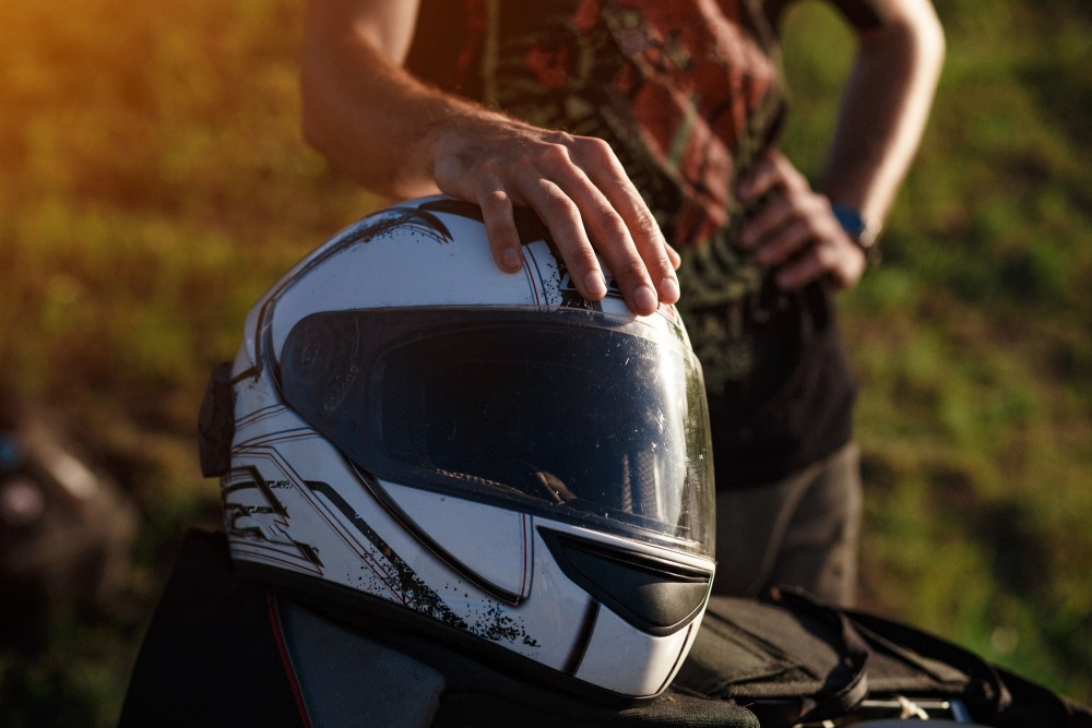 Injured motorcyclist consulting with attorney